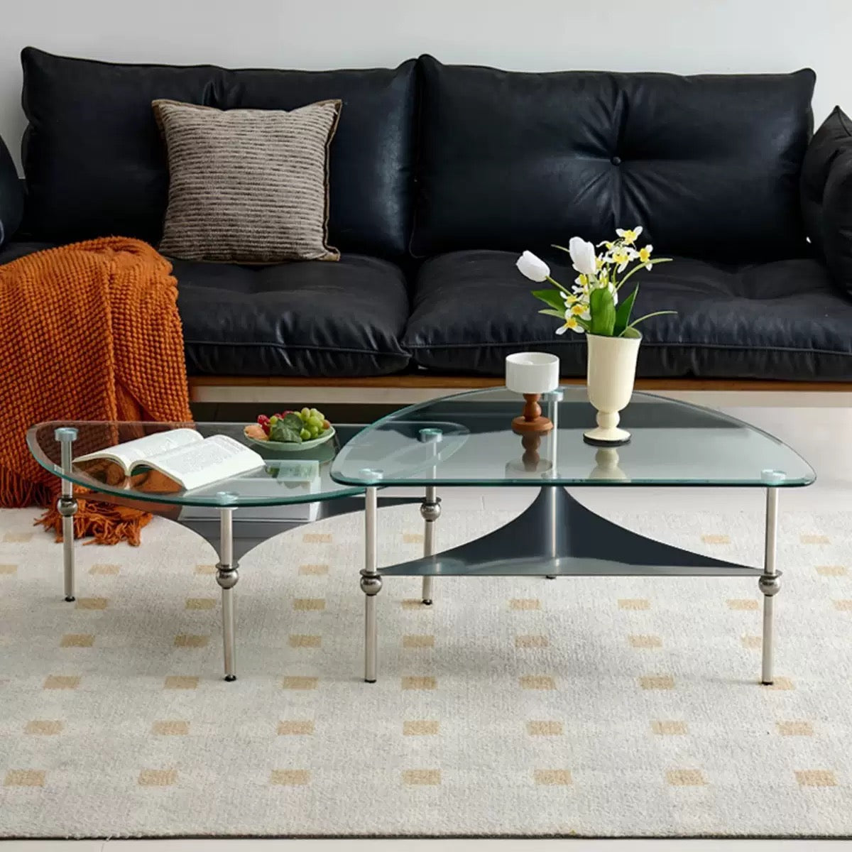 ガラスコンビローテーブル